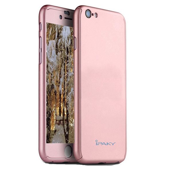 iPaky helomslutande skal med härdat glas rosa, iPhone 6