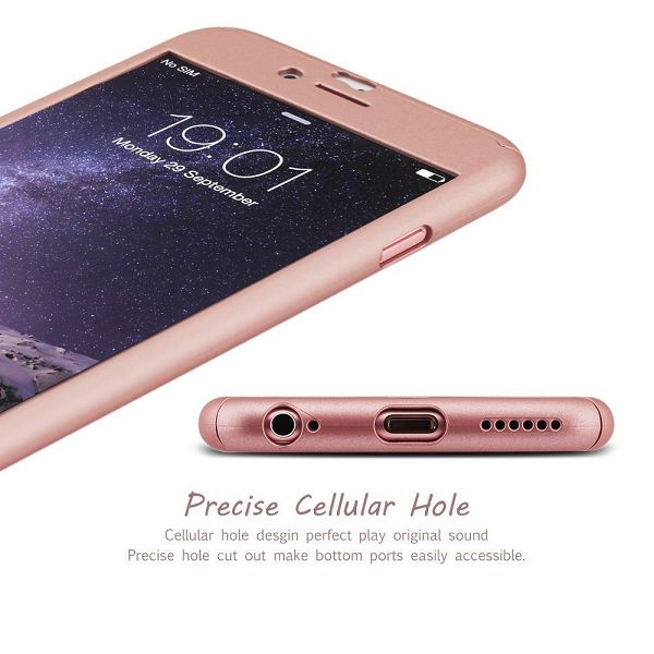 iPaky helomslutande skal med härdat glas rosa, iPhone 6