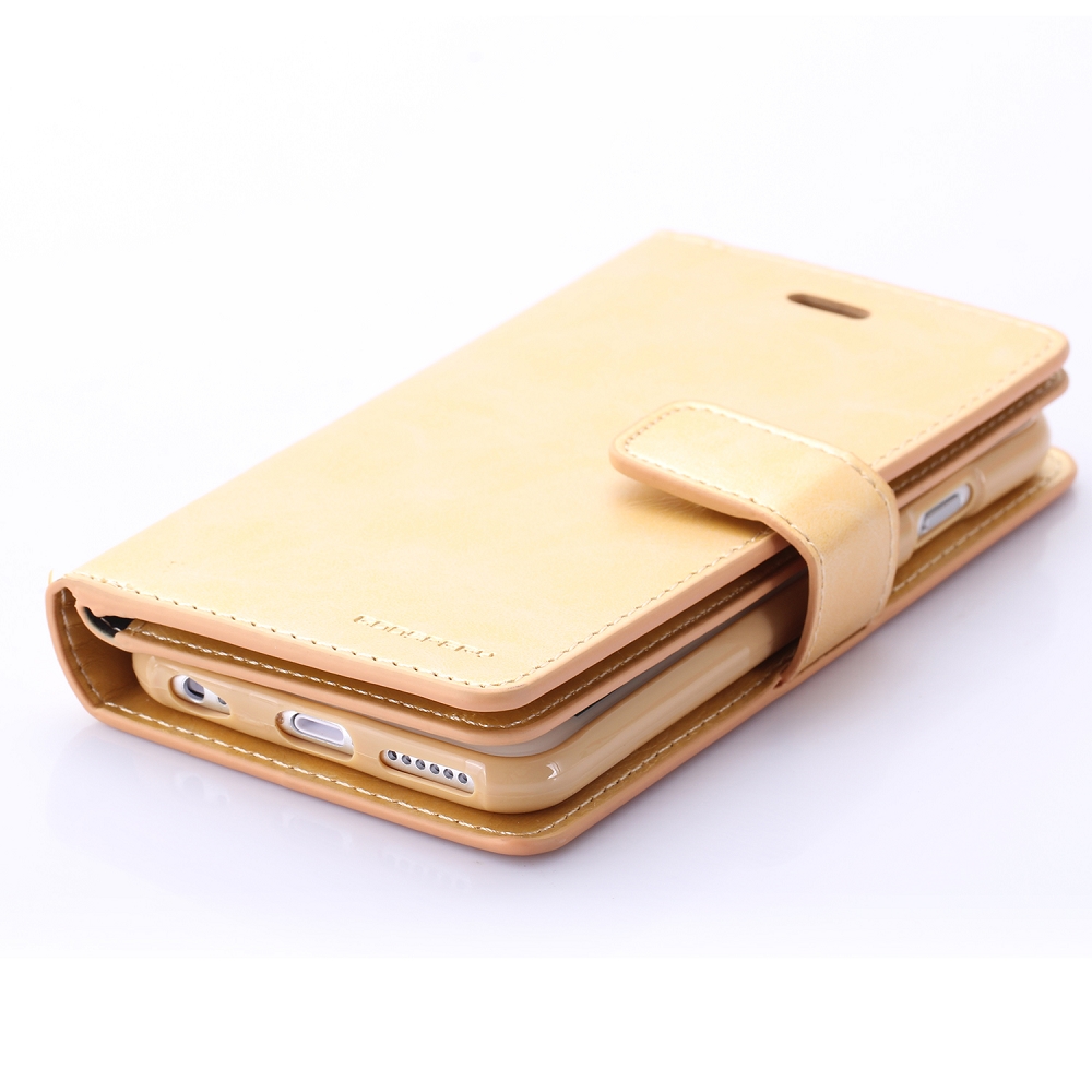 Mercury plånboksfodral med 9 kortplatser guld, iPhone 6