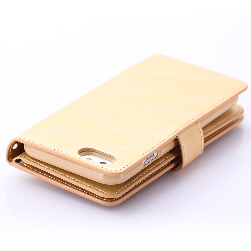 Mercury plånboksfodral med 9 kortplatser guld, iPhone 6