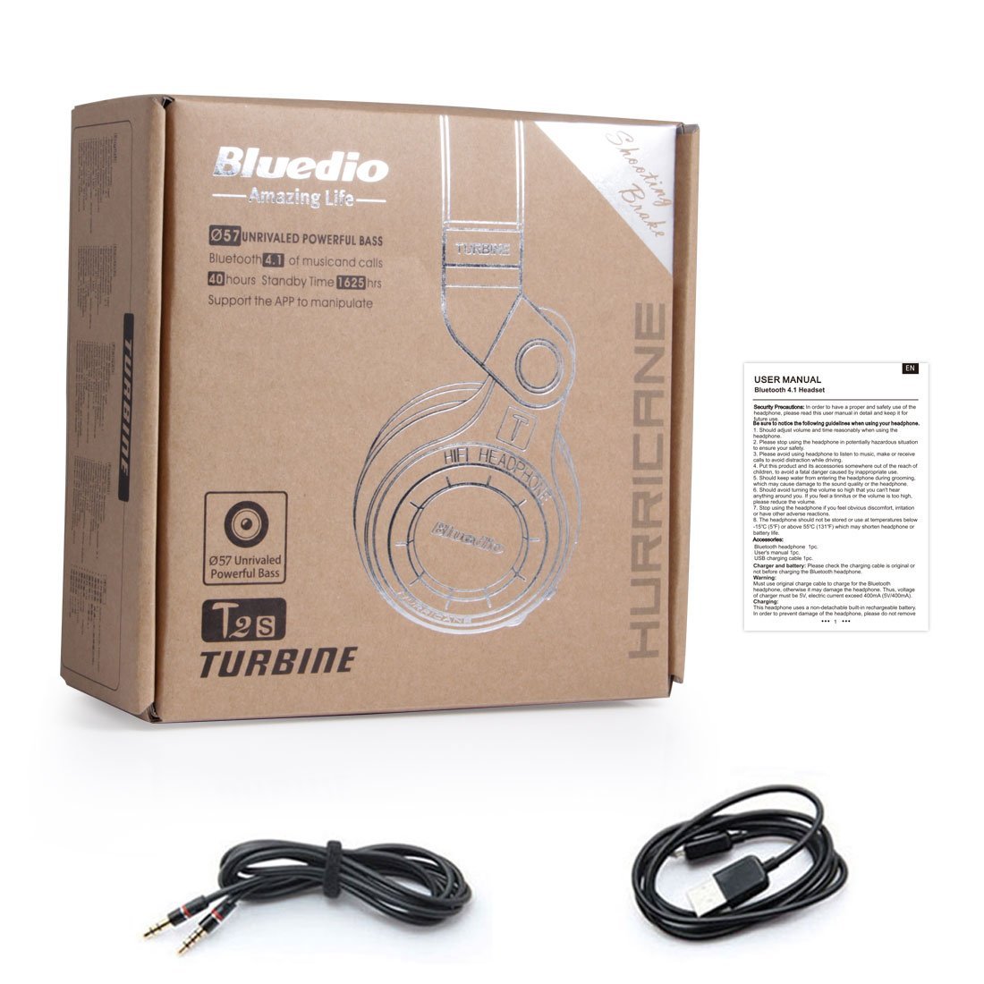 Bluedio T2 bluetooth v4.1 headset,  svart