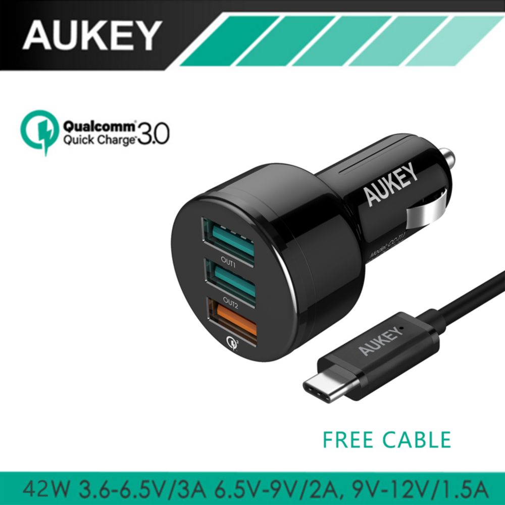Aukey CC-T11 Quick Charger 3.0 billaddare 3xUSB