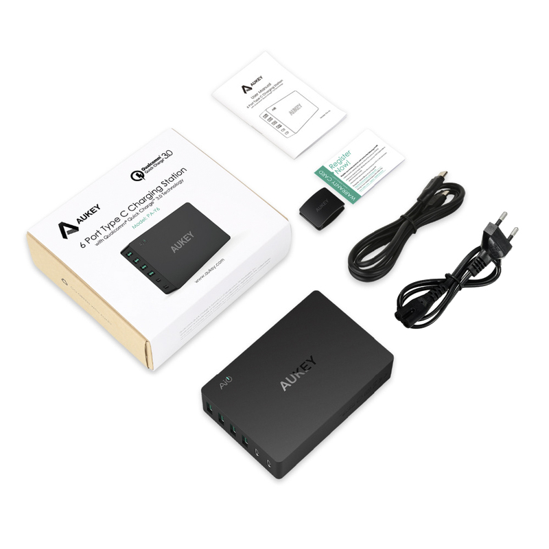 Aukey PA-Y6 laddningsstation Quick Charge 3.0 6xUSB