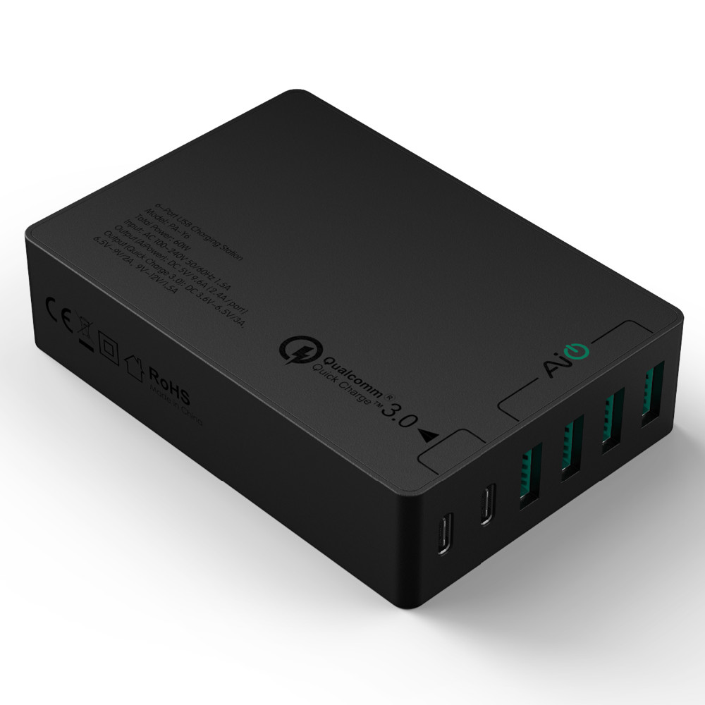 Aukey PA-Y6 laddningsstation Quick Charge 3.0 6xUSB