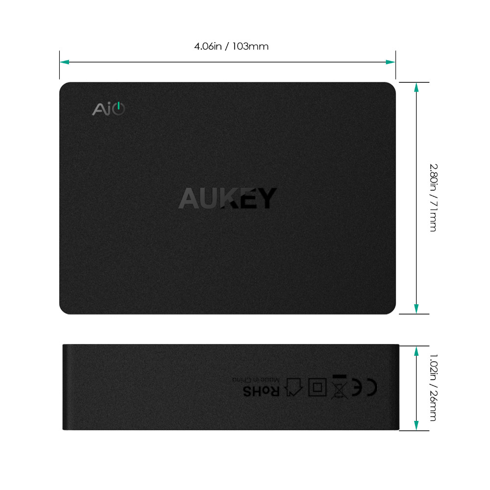 Aukey PA-Y6 laddningsstation Quick Charge 3.0 6xUSB