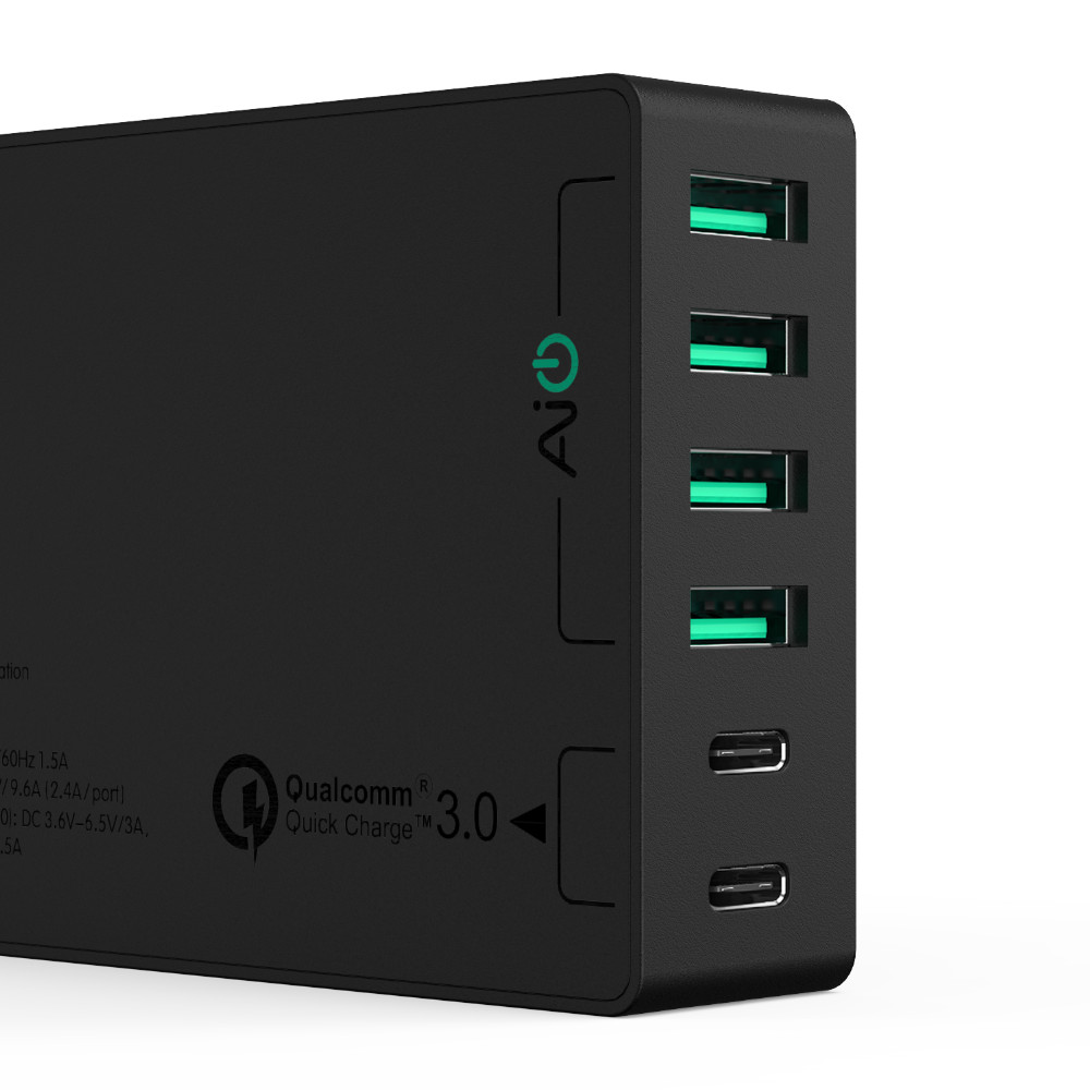 Aukey PA-Y6 laddningsstation Quick Charge 3.0 6xUSB