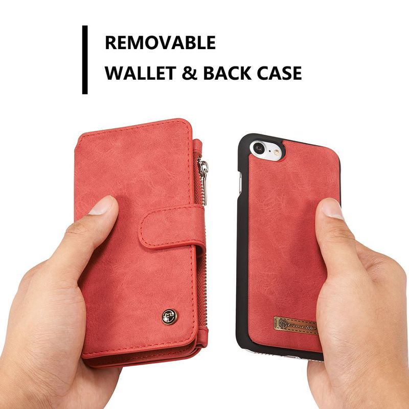 CaseMe plånboksfodral med magnetskal, iPhone 8/7, röd