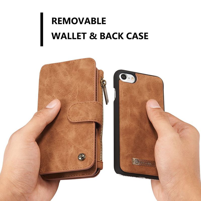 CaseMe plånboksfodral med magnetskal, iPhone 8/7, brun