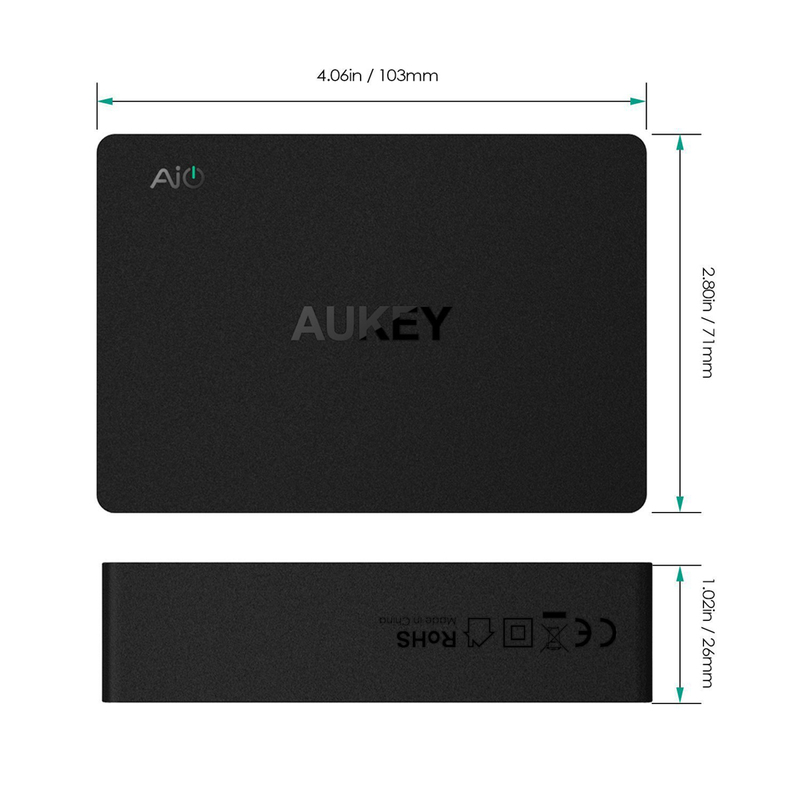 Aukey PA-T11 laddningsstation Quick Charge 3.0, 6xUSB