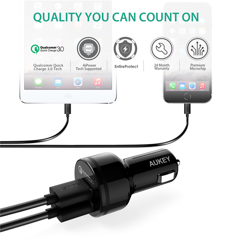 Aukey CC-T8 billaddare Quick Charge 3.0, 2xUSB