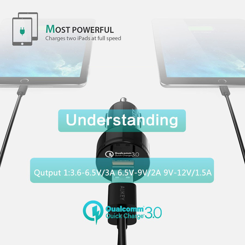 Aukey CC-T8 billaddare Quick Charge 3.0, 2xUSB