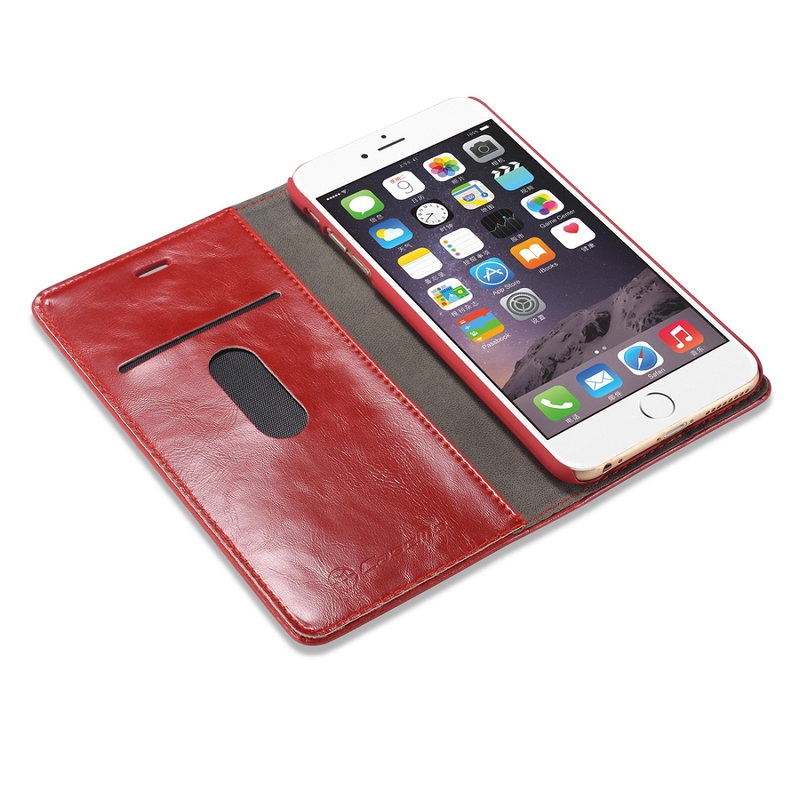 CaseMe Crazy Horse läderfodral med ställ, röd, iPhone 6 Plus