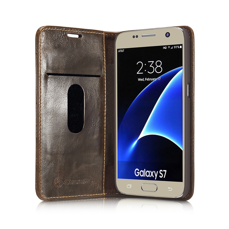 CaseMe Crazy Horse läderfodral med ställ, Samsung Galaxy S7