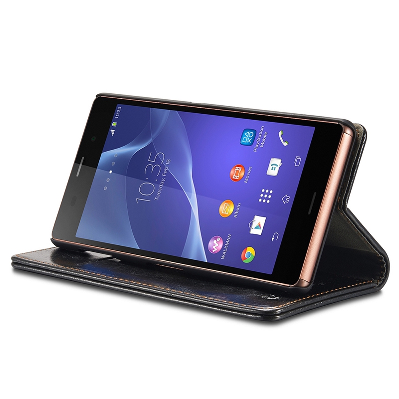 CaseMe läderfodral med ställ, Sony Xperia Z3, svart