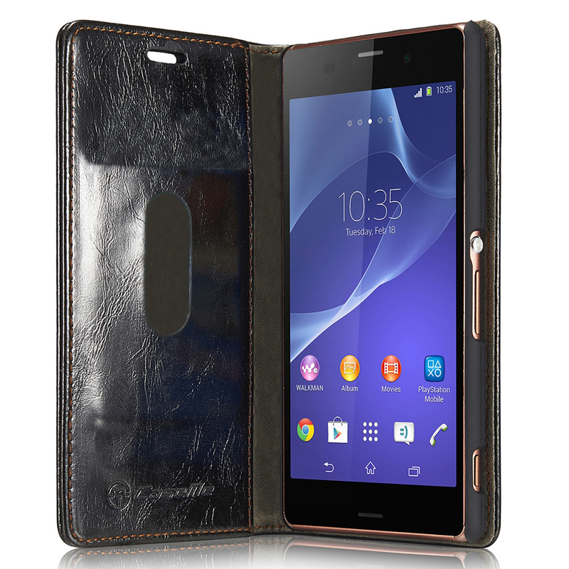 CaseMe läderfodral med ställ, Sony Xperia Z3, svart