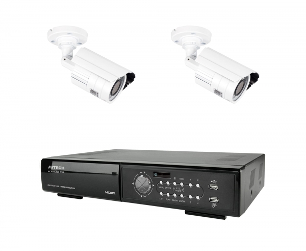 Övervakningspaket utomhus 2 kameror, DVR, 500GB