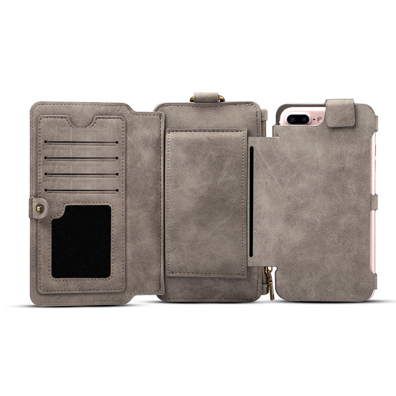 Dibase läderfodral med kortplatser grå, iPhone 6/7/8