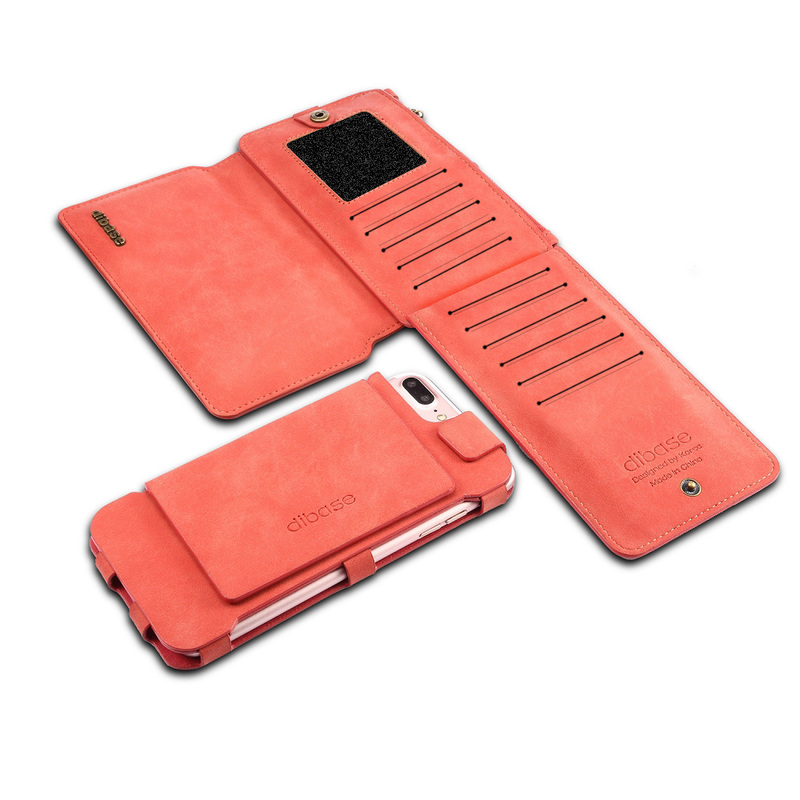 Dibase läderfodral med kortplatser röd, iPhone 6/7/8