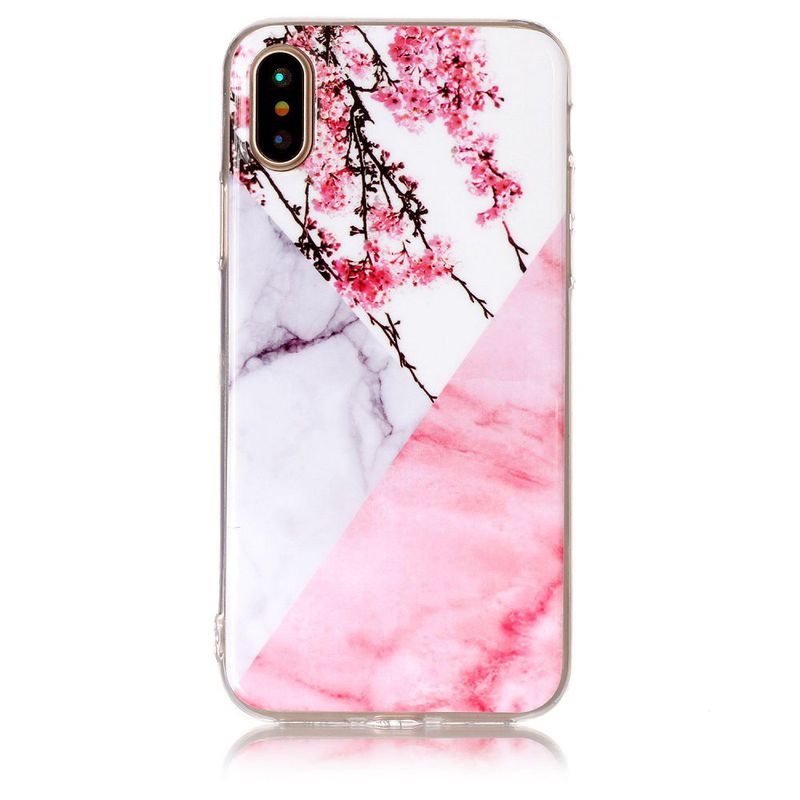 Trendigt marmorskal med mönster, iPhone X, rosa