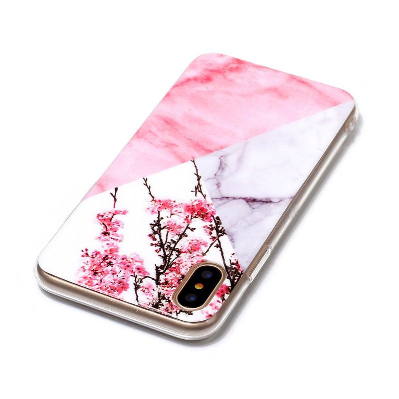 Trendigt marmorskal med mönster, iPhone X, rosa