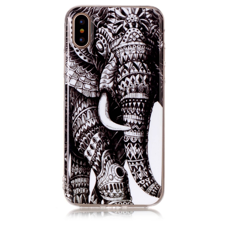Ultratunt TPU skal med motiv av elefant, iPhone X