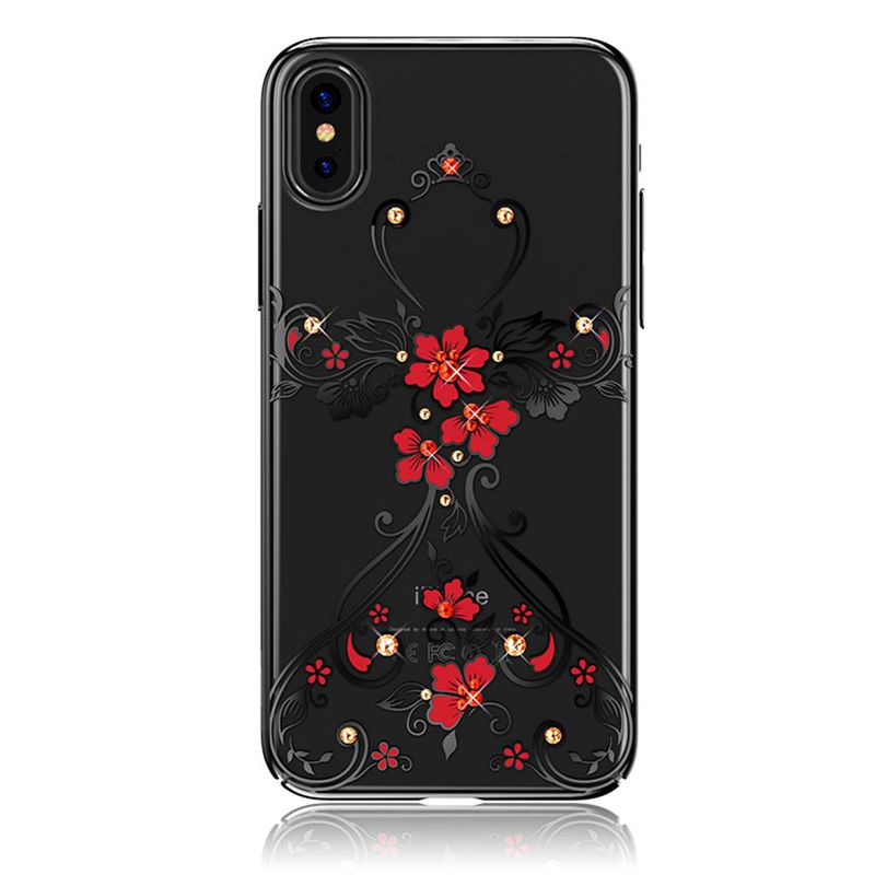 Kingxbar transparent skal med motiv av blommor, iPhone X
