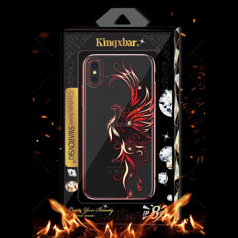Kingxbar transparent skal med motiv av phoenix, iPhone X