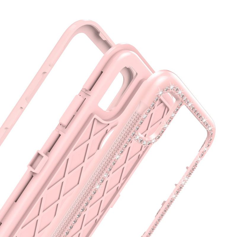 TPU skal med diamantram, iPhone X, rosa