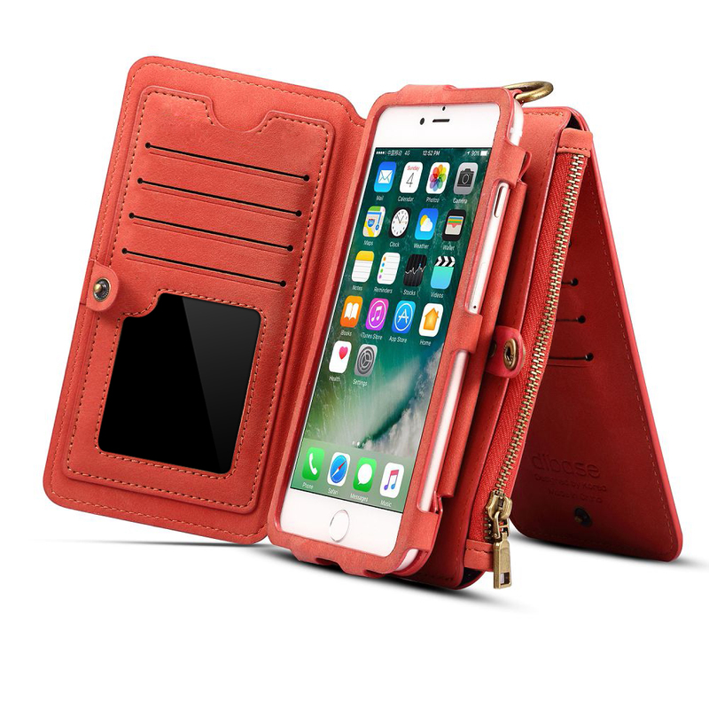 Dibase läderfodral med kortplatser röd, iPhone X