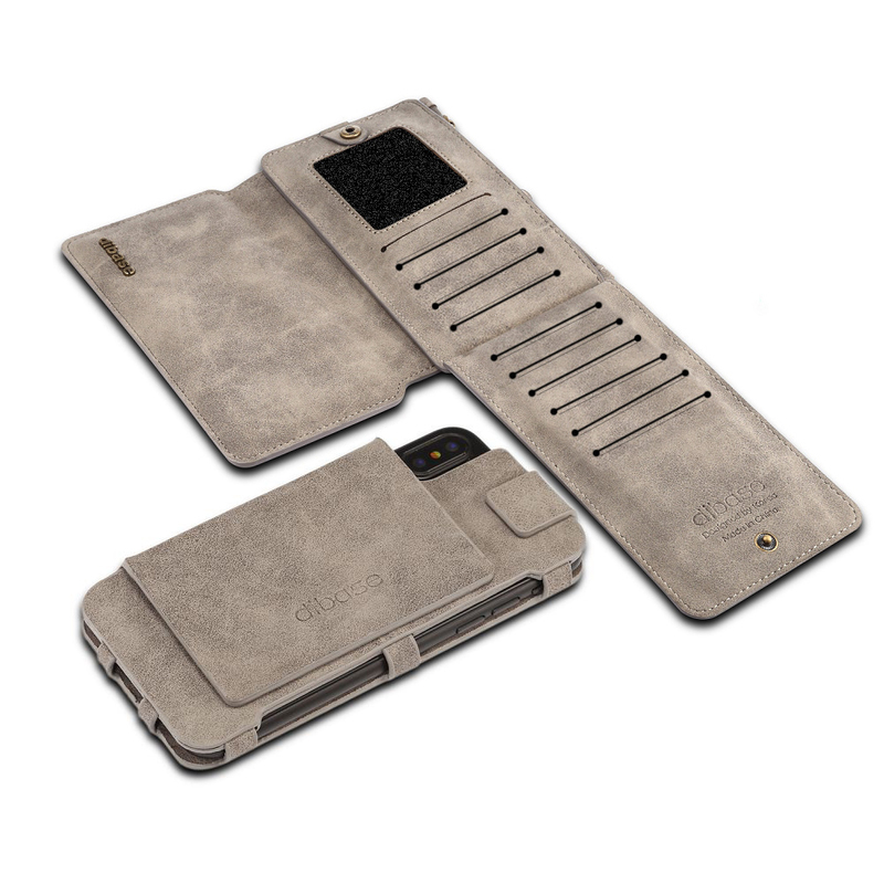 Dibase läderfodral med kortplatser grå, iPhone X