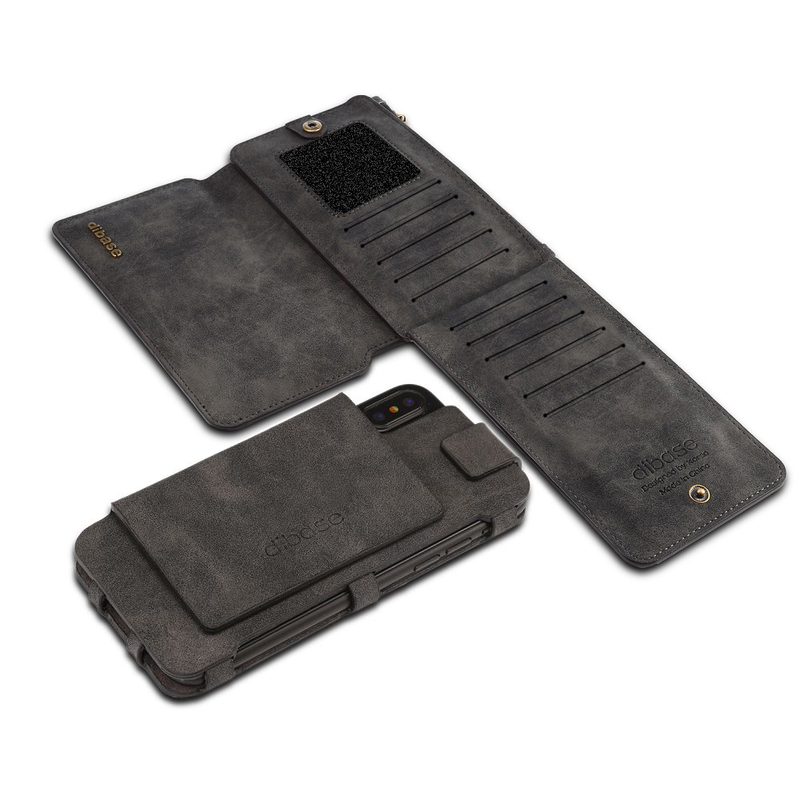 Dibase läderfodral med kortplatser svart, iPhone X