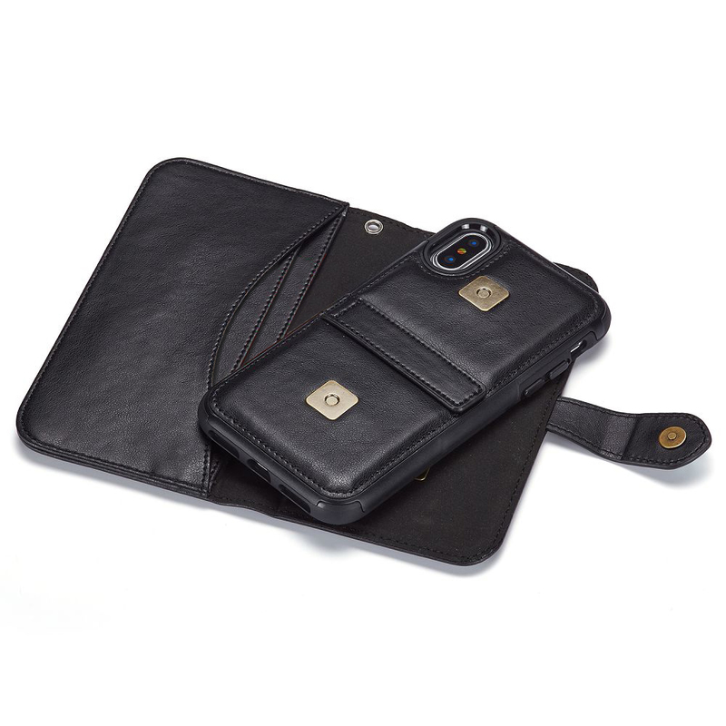 BRG läderfodral med ställ svart, iPhone X