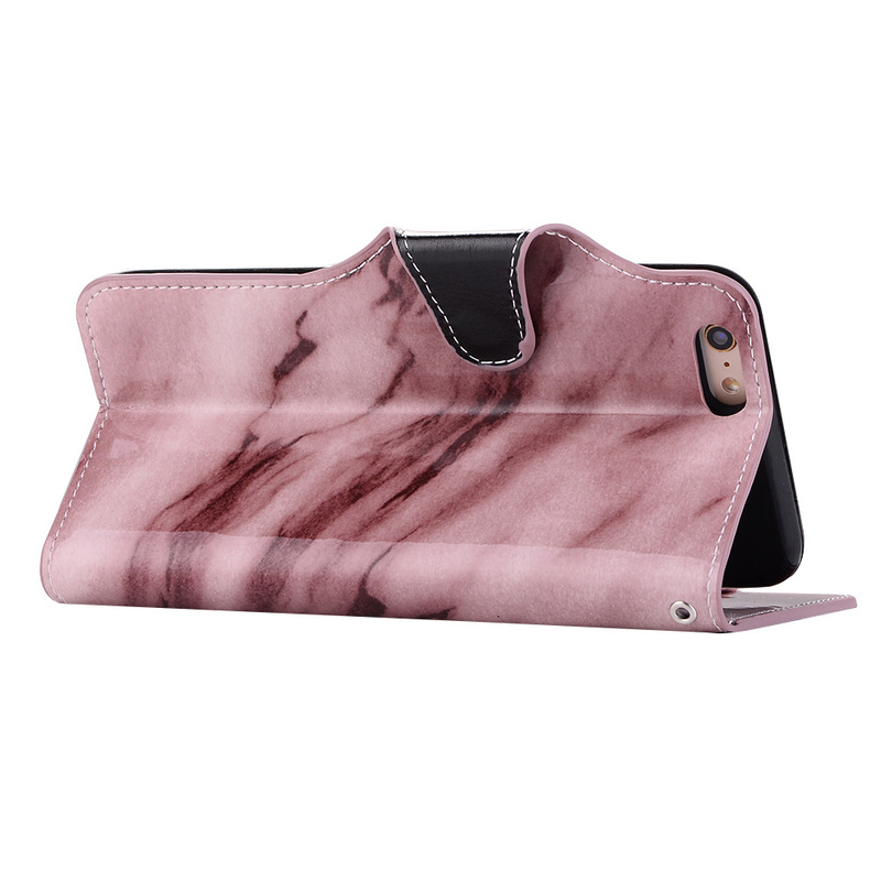 Läderfodral, retro med ställ, iPhone 6/6S Plus, rosa