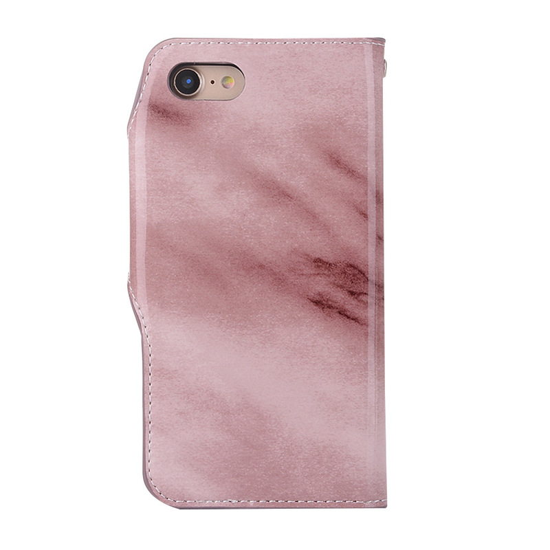 Läderfodral, retro med ställ, iPhone 8/7, rosa