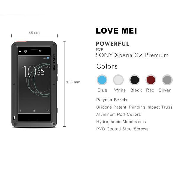 Love Mei skal med ram och glasskydd, Sony Xperia XZ Premium