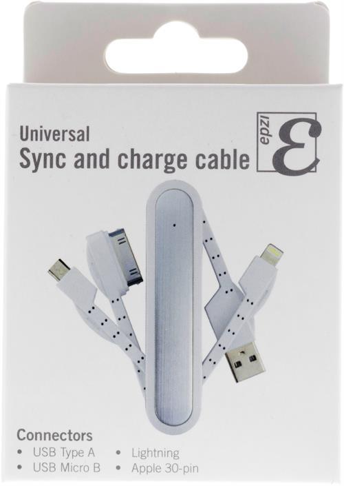 Epzi 3 i 1 adapter vit, iPhone, Micro-USB och Lightning