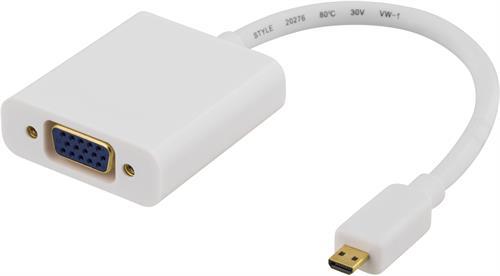 Deltaco micro HDMI till VGA-adapter, 19-pin ha - 15-pin ho