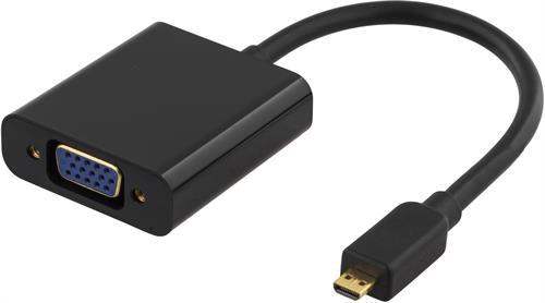 Deltaco micro HDMI till VGA-adapter, 19-pin ha - 15-pin ho
