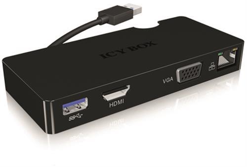 Icy Box multifunktionell USB 3.0 adapter, HDMI/VGA m.m