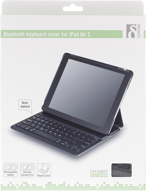 Deltaco fodral med Bluetooth tangentbord, iPad Air 2
