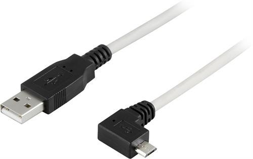 Deltaco USB2.0 kabel högervinklad Micro-USB, 2m