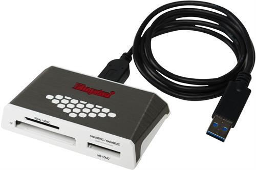 Kingston FCR-HS4 extern USB 3.0 minneskortläsare, grå/vit