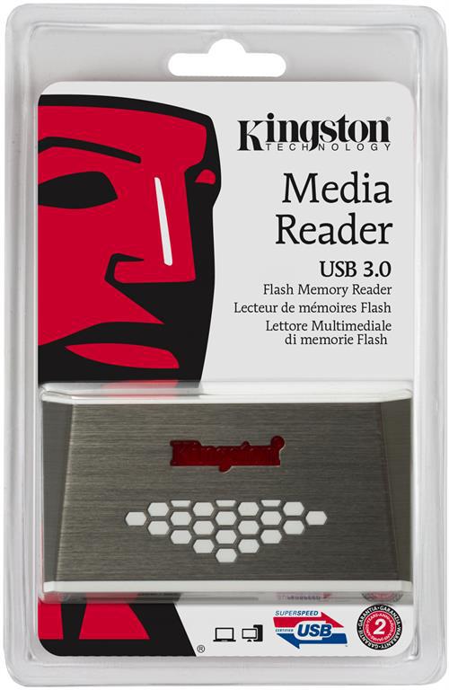 Kingston FCR-HS4 extern USB 3.0 minneskortläsare, grå/vit
