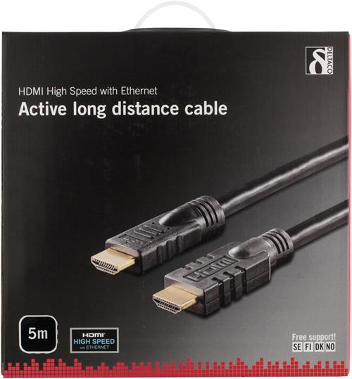 Deltaco Aktiv HDMI-kabel v1.4, 4K, UltraHD 30Hz, 5m