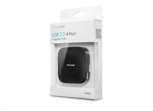 TP-Link UH400 - USB-hubb med fyra USB 3.0-portar, svart