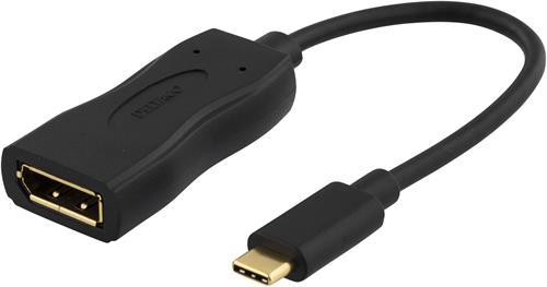 DELTACO USB 3.1 till DisplayPort adapter, USB-C - DP hona, svart