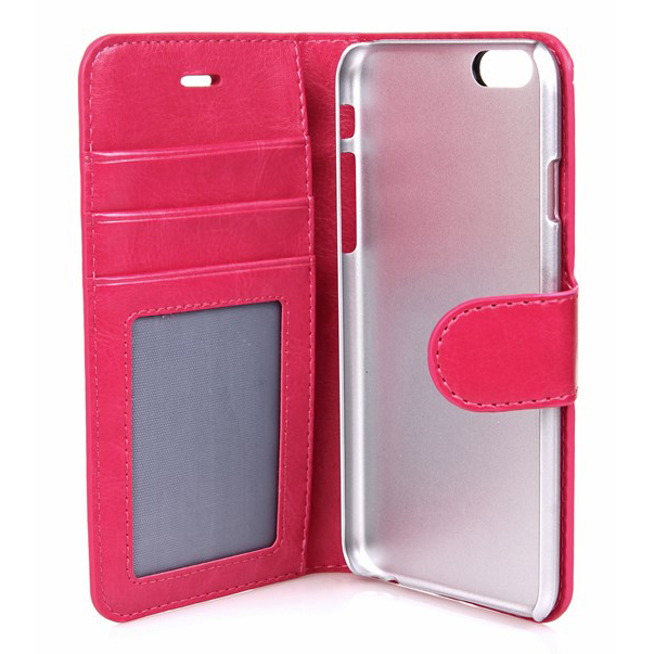 Gear plånboksfodral i läder rosa, iPhone 6/6S