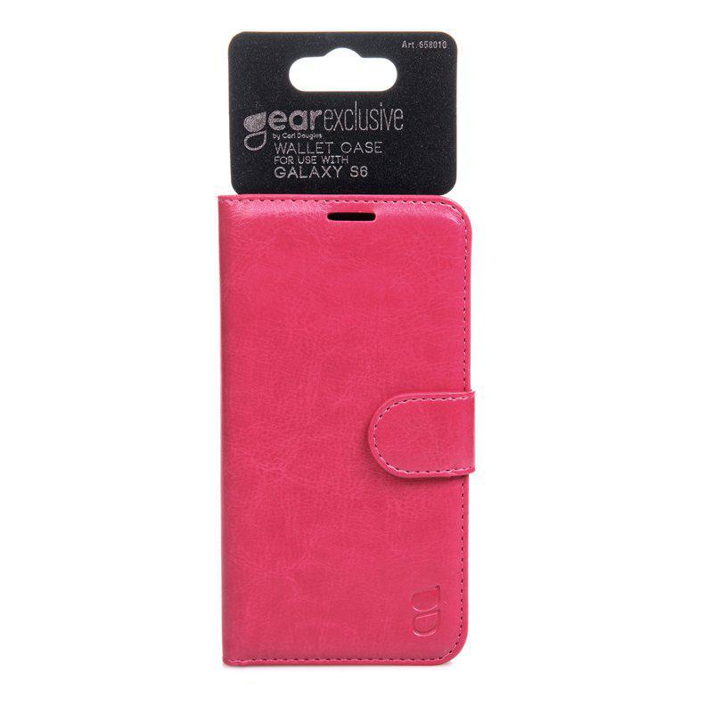 Gear plånboksfodral i läder rosa, Samsung Galaxy S6
