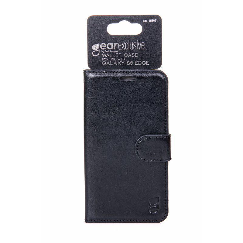 Gear plånboksfodral i läder svart, Samsung Galaxy S6 Edge
