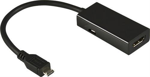 Deltaco MHL-adapter USB micro B ha till 19-pin HDMI ho, 0,2m